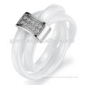 Fashion Womens Jewelry Stainless Steel CZ Zircon Designs White Ceramic Ring Unique Cool Finger Ring